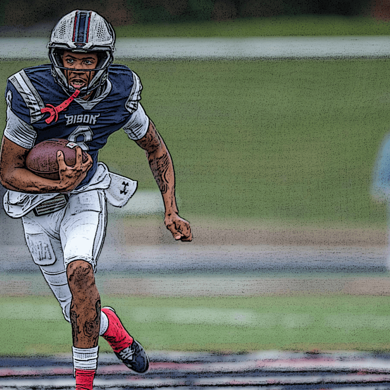 A Howard University football player on the field.