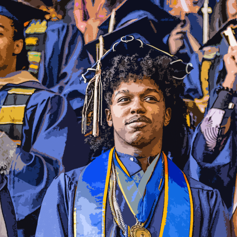A graduating class in regalia.