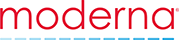 Moderna logo in red and light blue.